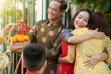 Poster - Family Visiting Grandparents for Tet