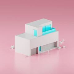 Aufkleber -  3d render of a modern house, Real estate concept.