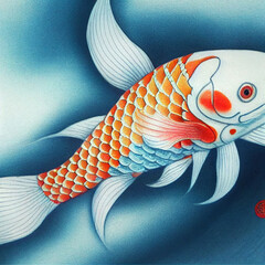 Poster - fish on blue