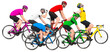 © stockphoto-graf - colorful bicycle road race sport competiton. Professional athletes in team colors racing each other on modern carbon bikes for the win isolated white background