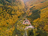Fototapeta Big Ben - Rila Monastery, drone view, autmn time, Bulgaria