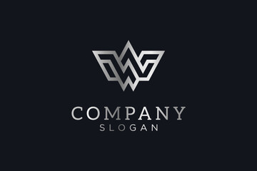 logo consisting of 2 letters w (ww logo) that forms a wing. the color of the silver logo is very elegant and luxurious. editable and easy to custom