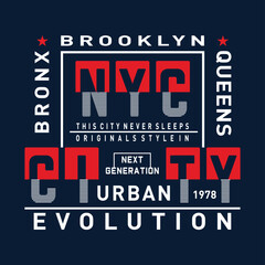 New york city urban evolution typography t shirt design