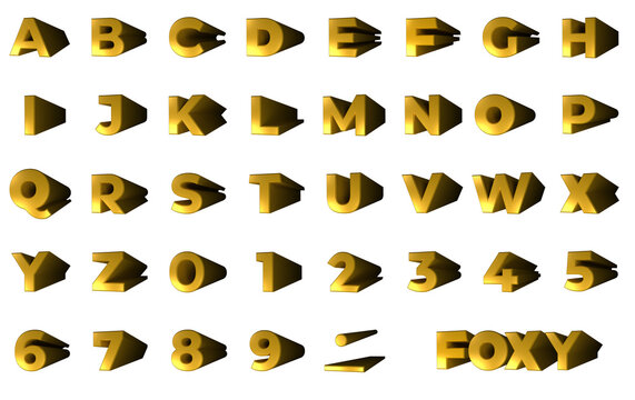 Foxy Gold 3D Alphabet - Render Illustration PNG