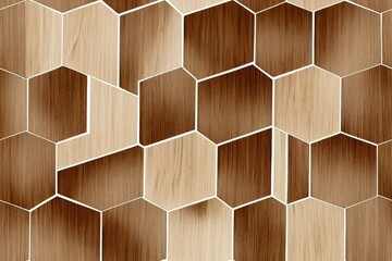 Canvas Print - Wood and marble Pattern Texture Used For Interior Exterior Ceramic Wall Tiles And Floor Tiles. Hexagon tiles.