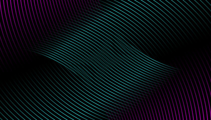 Wall Mural - Abstract curved background with lines. Modern dark waving line texture. New design for your technology and business. Vector, 2022-2023