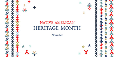 Sticker - Native American Heritage Month in November. American Indian culture. . Vector ornament, illustration. Background,