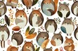 © AkuAku - Woodland Animals watercolor forest illustration baby seamless pattern
