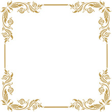 Beautiful Illustration Of A Decorative Ornament Abstract Gold Floral Frame With Golden Ornament Confetti With Floral Elements For Wedding And Birthday And Festival	