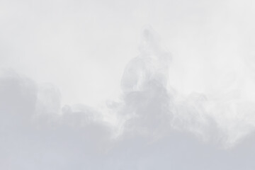 Fototapete - Dense Fluffy Puffs of White Smoke and Fog on black Background, Abstract Smoke Clouds, Movement Blurred out of focus. Smoking blows from machine dry ice fly fluttering in Air, effect texture, png