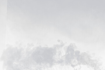 Fototapete - Dense Fluffy Puffs of White Smoke and Fog on black Background, Abstract Smoke Clouds, Movement Blurred out of focus. Smoking blows from machine dry ice fly fluttering in Air, effect texture, png