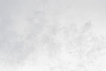 Fototapete - Dense Fluffy Puffs of White Smoke and Fog on black Background, Abstract Smoke Clouds, Movement Blurred out of focus. Smoking blows from machine dry ice fly fluttering in Air, effect texture, png