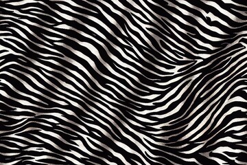 Sticker - Seamless black and white zebra fur pattern. Stylish wild zebra print. Animal print background for fabric, textile, design, advertising banner.