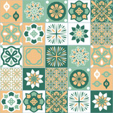 Fototapeta Kuchnia - Azulejo style portuguese ceramic tiles, vintage pattern, vector illustration