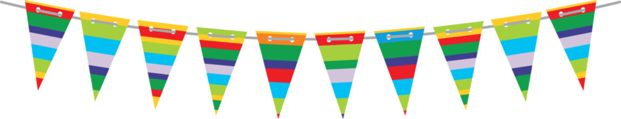 Wall Mural - Colorful paper triangle bunting. Party celebration garland