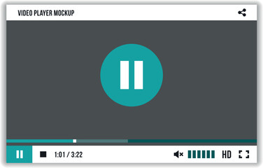 Poster - Video pause screen interface. Media app bar mockup