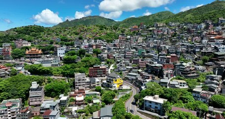 Wall Mural - Drone fly over Jiufen of Taiwan