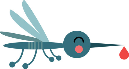 Sticker - Mosquito icon. Funny little insect with blood drop