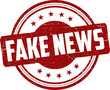 Fake news stamp. Red round grunge fake news sign