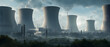 Artistic concept illustration of a nuclear power plant, background illustration.
