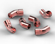 Copper fittings for pipe connections.	