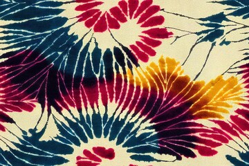 Poster - Artistic geo deep tie dye stripe, check motifs retro modern coloured boho seamless Dyed Print pattern design . Abstract Texture Hand Ethnic Batik for runner carpet, rug, scarf, curtain