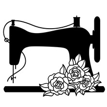Vintage Sew Machine With Flowers Svg