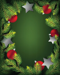 Wall Mural - Christmas decoration. firs frame and green background
