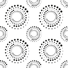 Wall Mural - Vector seamless pattern of spiral radial circles. Halftone design.