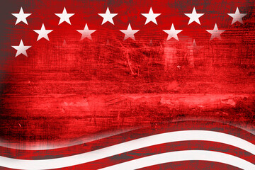 Wall Mural - USA background with US flag stars and stripes on wood background