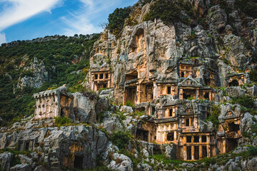 Wall Mural - The rock cut tombs in Myra Ancient City. Lycian Tombs. Demre, Antalya, Turkey.