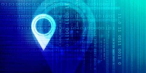 Fototapete - 2d rendering map pointer illustration