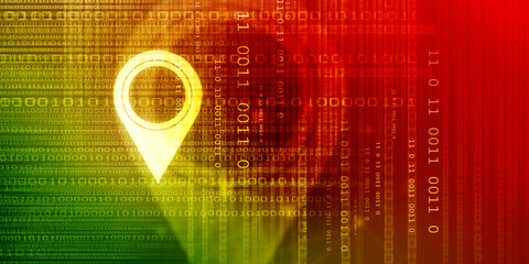 Fototapete - 2d rendering map pointer illustration