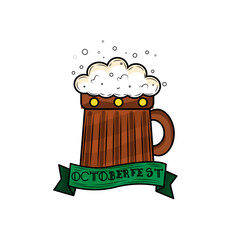 Wall Mural - Isolated beer glass with foam Oktoberfest Vector