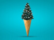 © Ingenious Buddy  - Christmas tree in ice cream shape idea with cone, merry christmas, happy christmas concept