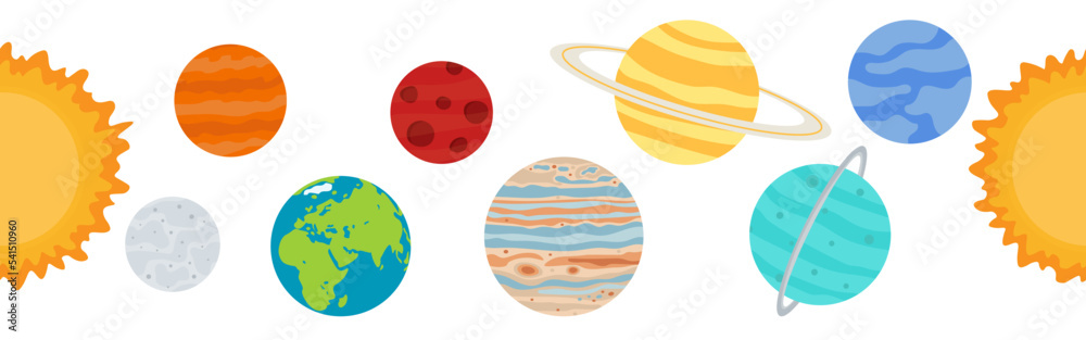 Stock-Vektorgrafik „Cosmic vector border from the planets of the solar ...