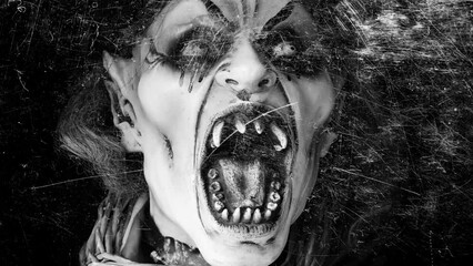 Poster - a terrible monster with flashing white scratches