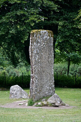 Wall Mural - A standing stone at Balnuaran of Clava, east of Inverness, in the Highlands of Scotland. The site includes three circular Bronze-Age burial chambers.