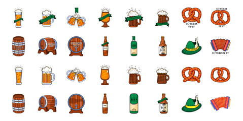 Wall Mural - Set of oktoberfest icons German festival Vector