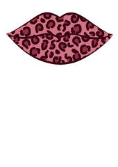 Wall Mural - Kiss Lips Leopard print. Isolated on transparent background.