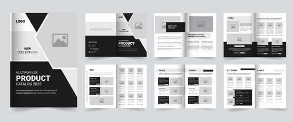 Wall Mural - a4 product catalog design template, simple modern Black catalogue design template