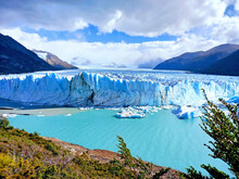 Panoramic View Of The Perito Moreno Glacier In Los Glasyares National Park, Patagonia, Argentina. Extreme Nature And Polar Landscapes.