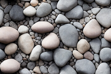 Seamless pattern of colorful stones, pebbles. 3d illustration. Repeatable background, backdrop.