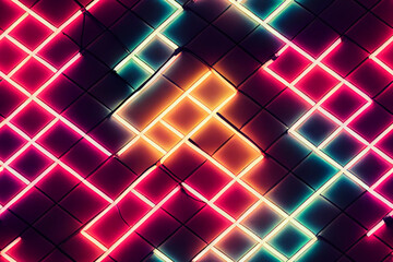 Wall Mural - Abstract Neon Pattern inspired by an argyle pattern. 
