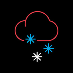 Wall Mural - Cloud with snow vector icon. Winter sign