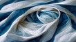 Close up of blue fabric raw silk