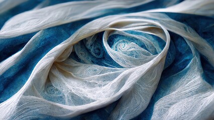 Wall Mural - Close up of blue fabric raw silk