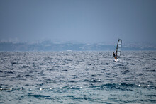 Windsurfing On The Rough Adriatic Sea Off The Coast Of Brac Island