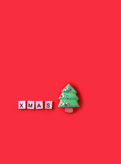 Wall Mural - gingerbread Christmas tree shaped cookie and wooden letters 