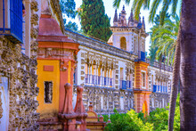 Real Alcazar Gardens In Seville. Andalusia, Spain 